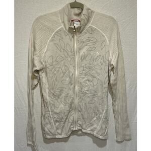 The North Face Women’s Full Zip White Leaves Wool Blend Sweater Xl